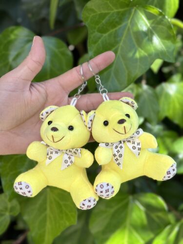 10 cm Yıldız Desenli Pelüş Ayıcık Anahtarlık Sarı Renk 12'li Paket - 1