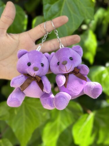 10 cm Pelüş Ayıcık Anahtarlık Mor Renk 12'li Paket - 1