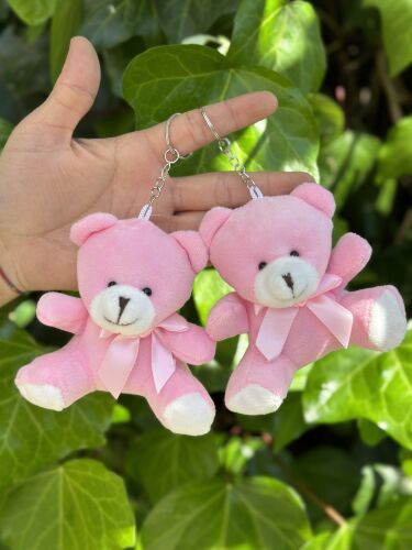 11 Cm Sevimli Pembe Ayıcık Anahtarlık 12'li Paket - 1