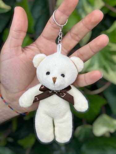 11cm Düz Papyonlu Ayı Beyaz Renk 12'li Paket - 3
