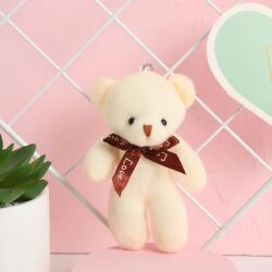 11cm Düz Papyonlu Ayı Beyaz Renk 12'li Paket - 1
