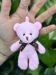 11cm Düz Papyonlu Ayı Pembe Renk 12'li Paket - 2