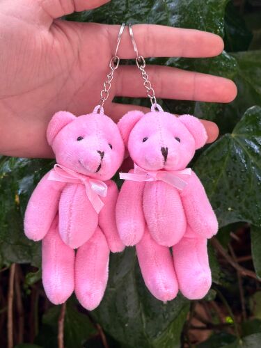 12 cm Ayakta Pelüş Ayıcık Anahtarlık Pembe Rengi 12'li Paket - 1