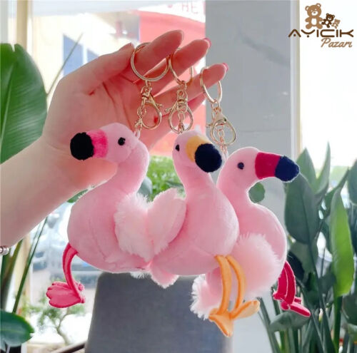 Pelüş Flamingo Anahtarlık 12'li Paket - 1