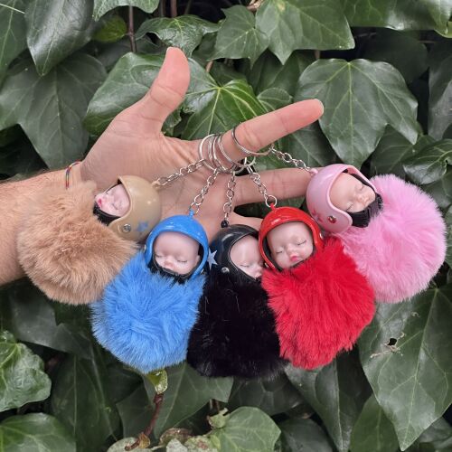 Renkli Kasklı Bebek Anahtarlık 12'li Paket - 1